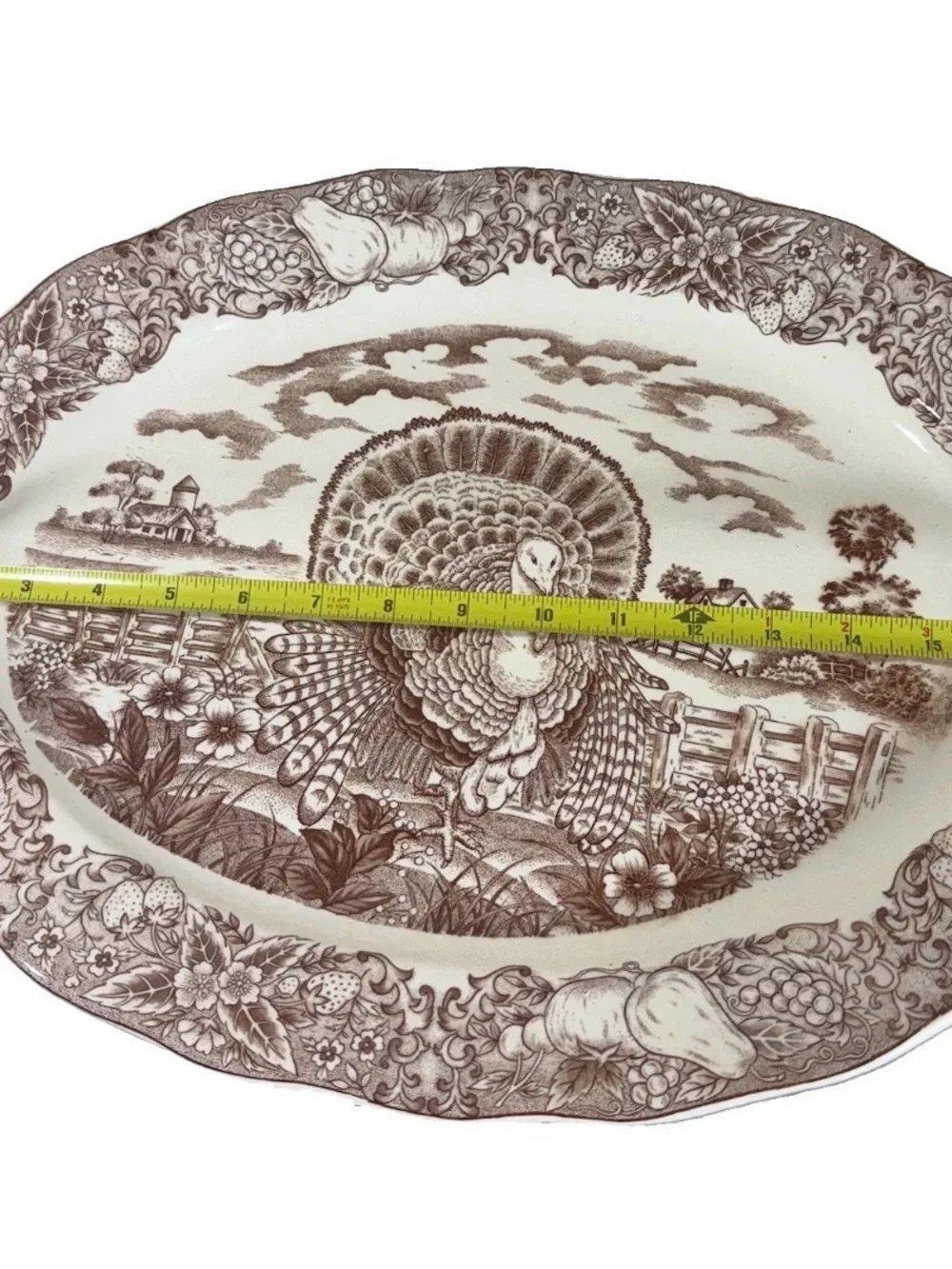 Vintage Earthenware Turkey Platter Made In Japan Sanyei Large W/box